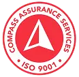 Red and white circular logo for Compass Assurance Services, featuring a compass symbol in the center and the text “COMPASS ASSURANCE SERVICES ISO 9001” around the edge.